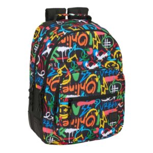Safta Mochila con 2 Compartimentos - Cantoneras Antirozaduras - Adaptable a Carro - Bolsillo Frontal - Portabotellas - Tirador Doble - Hombreras Acolchadas - 20L - 320x150x420mm - Multicolor