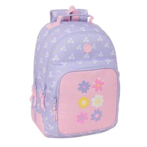 Safta Bouquet Mochila con 2 Compartimentos - Antirozaduras - Adaptable a Carro - Bolsillo Frontal - Portabotellas - Tirador Doble - Hombreras Ergonomicas - 20L - 320x150x420mm - Color Violeta