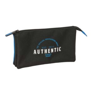 Safta Blackfit8 Underground Portatodo - 3 Compartimentos con Cremalleras - Bolsillo Interior - 0.60L - 220x30x120mm - Color Negro y Azul