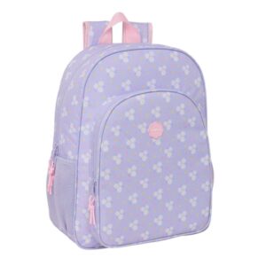 Safta Bouquet Mochila Adaptable a Carro - Portabotellas - Doble Tirador - Hombreras Acolchadas - Bolsillo Frontal - Asa Superior - 19L - 330x140x420mm - Color Violeta