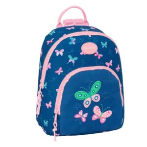 Safta Blackfit8 Mariposas Mini Mochila - Bolsillo Frontal - Cremallera Doble - Bolsillo Trasero Seguro - Hombreras Ajustables - Asa Superior - 9.75L - 250x130x300mm - Color Azul Marino