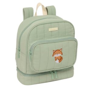 Safta Zorrito Mochila Guarderia - Isotermica - Tarjeta de Identificacion - Asa de Mano Superior - Compatible con Carrito - Ligera y Compacta - 7.25L - 220x100x270mm - Color Verde