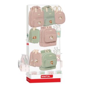 Safta Expositor con 10 Ganchos para Mochilas - Carton Reciclado - Facil de Organizar y Exhibir - Contribuye al Cuidado Ambiental - 650x280x1580mm - Colores Surtidos