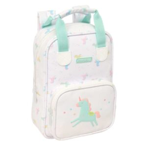 Safta Unicornio Mochila Infantil - Bolsillo Frontal - Tarjeta ID - Hombreras Acolchadas - Asa Forrada - 4.5L - 200x80x280mm - Color Blanco