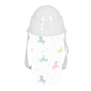 Safta Unicornio Botella de 500ml - PVC sin BPA - Pajita Interior - 73x73x195mm - Color Blanco