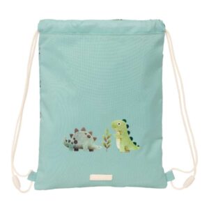 Safta Dinos Saco Plano - Bolsillo con Cremallera - Cierre con Cordones - Material Duradero - 3L - 260x10x340mm - Color Menta