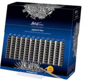 Staedtler Pigment Liner 308 Expositor con 120 Rotuladores Calibrados - Diversas Anchuras de Trazo - Secado Rapido - Color Negro