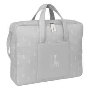 Safta Sophie la Girafe Mum Maleta de Bebe de 28L - Cremallera Doble - Bolsillos Internos - Forrada y Acolchada - Bandolera Ajustable - Asas Superiores - 500x140x400mm - Color Gris Claro