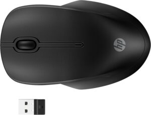 HP 255 Raton Inalambrico Dual Bluetooth/2.4GHz - Ambidiestro - Sensor Optico 1600 DPI Multi‑Superficie - Autonomia hasta 12 Meses - Laterales Antideslizantes y Clic Silencioso - USB‑A Dongle Incluido - Color Negro