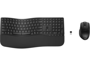 HP 685 Combo Teclado y Raton Inalambricos -Bluetooth 5.3 + 2.4GHz - Reposamuñecas y 3 Angulos de Inclinacion - Tecla Copilot - Raton Optico Multi‑Superficie 4000 DPI - Rueda 4D - Color Negro