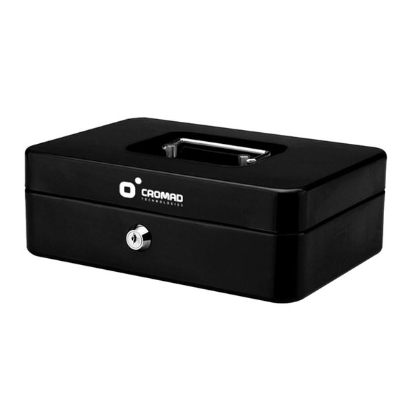 Cromad CR1225 Caja de Caudales Metalica - Cerradura de Llave - 5 Compartimentos - Asa de Transporte - 90x250x180mm