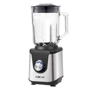 Muvip Batidora de Vaso 1800W 1.8L - 2 Velocidades - Funcion Pulse - Cuerpo Acero Inoxidable - Cuchillas Dentadas con Recubrimiento de Titanio