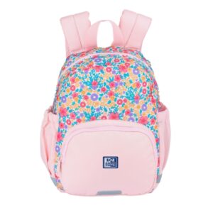 Oxford Floral Mochila Infantil 8.5L - 2 Bolsillos Laterales con Goma Eslastica - Espalda Acolchada Ergonomica - Elementos Reflectantes - Asas Acolchadas y Ajustables - Material Repelente al Agua - Color Rosa
