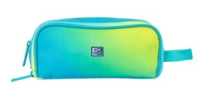 Oxford Gradient Estuche Portatodo - 3 Cremalleras - Asa Lateral - Fabricado en Material Reciclado - Color Electric Lime