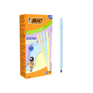 Bic Cristal Pastel Boligrafo de Bola - Cuerpo Opaco en Colores Pastel - Punta redonda de 1mm - Trazo 0.4mm - Tinta con Base de Aceite - Color de la Tinta Azul