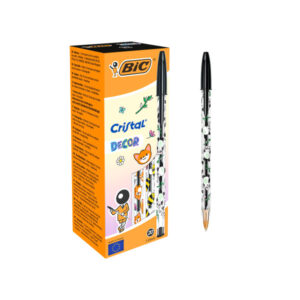 Bic Cristal Decor Kawaii Boligrafo de Bola - Cuerpo Transparente con Decoracion Kawaii - Punta redonda de 1mm - Trazo 0.4mm - Tinta con Base de Aceite - Color de la Tinta Negro