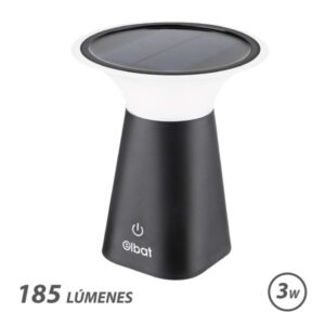 Elbat Lampara Solar LED - 185Lm - 2000K - Autonomia 6 horas - Color Negro