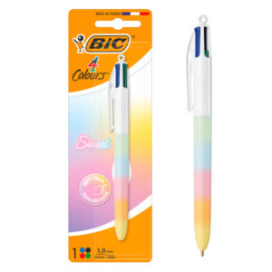 Bic 4 Colours Rainbow Sweet Boligrafo de Bola Retractil - Punta Media de 1.0mm - Tinta con Base de Aceite - Cuerpo en Varios Colores - 4 Colores de Tinta