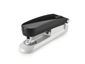 Novus Evolution E 20 Grapadora de Sobremesa + Caja de 200 Grapas 24/6 - Hasta 20 Hojas - Grapado Cerrado, Abierto y Clavado - Color Negro/Gris Claro