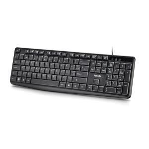 NGS Funky V4 Teclado USB - 12 Teclas Multimedia FN - Teclas de Membrana Silenciosas - Diseno Resistente a Salpicaduras con Tratamiento Antidesgaste - Patas Plegables para Inclinacion Ajustable - Cable 1.5m - Color Negro