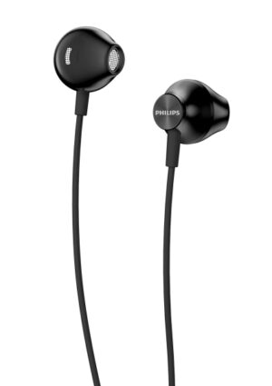 Philips TAUE100 Auriculares In‑Ear con Cable - Sonido de Graves Mejorado - Controladores 14.2mm con Iman de Neodimio - Frecuencia 20Hz‑20kHz - Sensibilidad 106dB - Conector Jack 3.5mm - Cable 1.2m - Color Negro