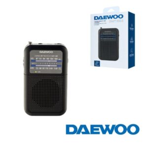 Daewoo DW1008 Radio Portatil AM/FM - Antena Telescopica y Sintonizacion Analogica Precisa - Altavoz Integrado - Salida Auriculares Jack 3.5mm - Diseño Compacto y Ligero para Uso Diario - Color Negro