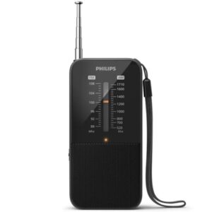 Philips TAR1509 Radio Portatil FM/AM Analógica - Sintonizacion Manual con Antena Telescopica - Indicador LED de Señal - Funcionamiento con 2 Pilas AAA - Puerto Jack 3.5mm para Auriculares