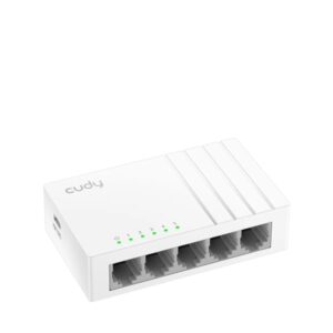 Cudy Switch 5 Puertos RJ45 - Alimentacion por USB-C - Capacidad Conmutacion 10Gbps - Indicadores LED - Funcion Vigilancia IGMP - 88x52.5x24mm - Color Blanco