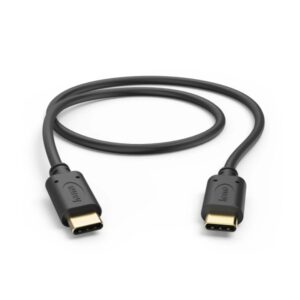 Hama Cable USB-C Macho - Potencia Maxima 60W - Longitud 0.5m - Velocidad hasta 480Mbps - Chapado en Oro - Color Negro