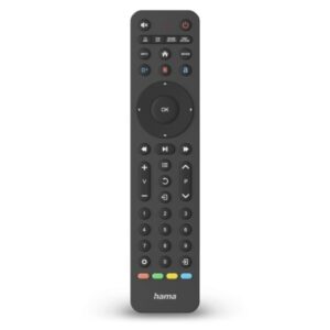 Hama Mando a Distancia para TV - Universal - Alcance 10m - 43 Botones - Acceso Directo a Plataformas de Streaming - Permite 8 Dispositivos Simultaneos - 20.2x4.7x2.1cm - Color Negro