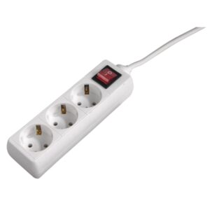 Hama Regleta Alimentacion con 3 Tomas - Potencia Maxima 3680W - Cable 1.4m - Interruptor de Encendido - 21x5.5x4.7cm - Color Blanco