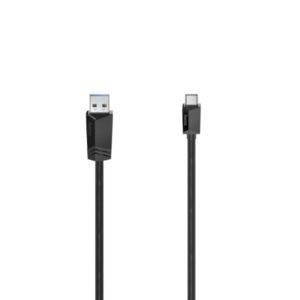Hama Essential Cable USB - USB-A Macho - USB-C Macho - Longitud 1.5m - Velocidad hasta 5Gbps - Blindaje Doble - Color Negro
