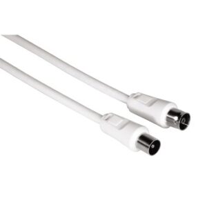 Hama Cable Coaxial de Antena - Longitud 3m - Coaxial Macho - Conector F Macho - Color Blanco