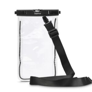 Hama Funda Impermeable Universal - IPX8 - Cierre a Presion - Marco Fluorescente - PVC - 12.5x1.5x20cm - Color Negro y Transparente