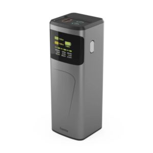 Hama High Power Bateria Externa Powerbank 24000mAh - Potencia 150W - USB-C - USB-A - Power Delivery - Pantalla TFT - Indicador de Carga - 3 Conexiones de Salida - 56.27x160x56.27mm - Color Gris