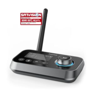 Hama Link It Duo Adaptador de Audio Bluetooth - USB-C - Jack 3.5mm - Rango de 10m - Pantalla LCD - Color Negro