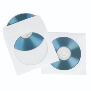 Hama Pack de 100 Fundas para CD/DVD - Papel con Ventana - 12.5x12.5x0.1cm - Color Blanco