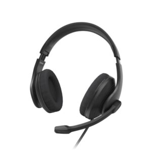 Hama Hs-USB300 V2 Auriculares con Microfono Omnidireccional - Cable 2m - Diadema Ajustable - Almohadillas de Malla - Color Negro