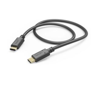 Hama Cable USB-C Macho - Potencia Maxima 60W - Longitud 1.5m - Velocidad hasta 480Mbps - Chapado en Oro - Color Negro