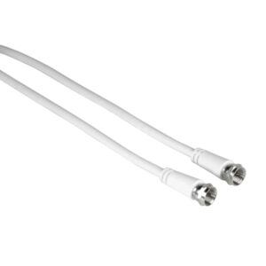 Hama Entry Cable Coaxial de Antena - Longitud 5m - Conector F Macho - Doble Blindaje - Apantallamiento 75dB - Impedancia 75Ohm - Color Blanco