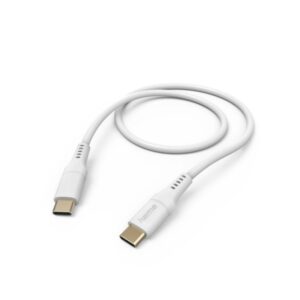 Hama Cable USB-C Macho - Potencia Maxima 60W - Longitud 1.5m - Silicona - Velocidad hasta 480Mbps - Chapado en Oro - Color Blanco