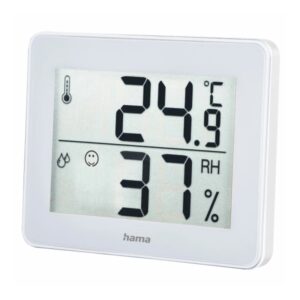 Hama Medidor de Temperatura y Humedad para Interior - Pantalla Digital - Memoria de Datos - Indicador de Confort - Permite Colgar en Pared - 10x1.1x8.2cm - Color Blanco