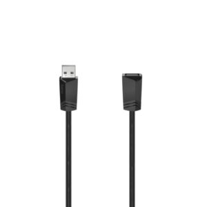 Hama Essential Cable Alargador USB-A Macho/Hembra - Longitud 0.75m - Velocidad hasta 480Mbps - Blindaje Doble - Color Negro