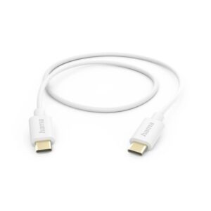 Hama Cable USB-C Macho - Potencia Maxima 60W - Longitud 1m - Velocidad hasta 480Mbps - Chapado en Oro - Color Blanco
