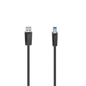 Hama Essential Cable USB - Longitud 1.5m - USB-A Macho - USB-B Macho - Velocidad hasta 5Gbps - Blindaje Doble - Color Negro