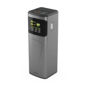 Hama High Power Bateria Externa Powerbank 24000mAh - Potencia 200W - USB-C - USB-A - Power Delivery - Pantalla TFT - Indicador de Carga - 3 Conexiones de Salida - 56.27x160x56.27mm - Color Gris