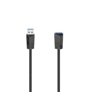 Hama Essential Cable Alargador USB-A Macho/Hembra - Longitud 1.5m - Velocidad hasta 5Gbps - Blindaje Doble - Color Negro