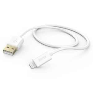 Hama Cable de Carga - USB-A Macho - Lightning - Longitud 1.5m - Velocidad hasta 480Mbps - Chapado en Oro - Color Blanco