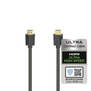 Hama Essential Cable HDMI 8K Macho - Longitud 2m- Certificado - Soporta eARC - Terminales Chapados en Oro - Ethernet - Velocidad hasta 48Gbps - Blindaje Completo - Color Negro