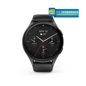 Hama 8900 Reloj Inteligente Smartwatch - Bluetooth 5.3 - Bateria 300mAh - Pantalla AMOLED 1.43" - IP68 - Aluminio - Pulsera de Silicona - GPS Integrado - Autonomia 6 Dias - 4.6x1.2x5.3cm - Color Negro